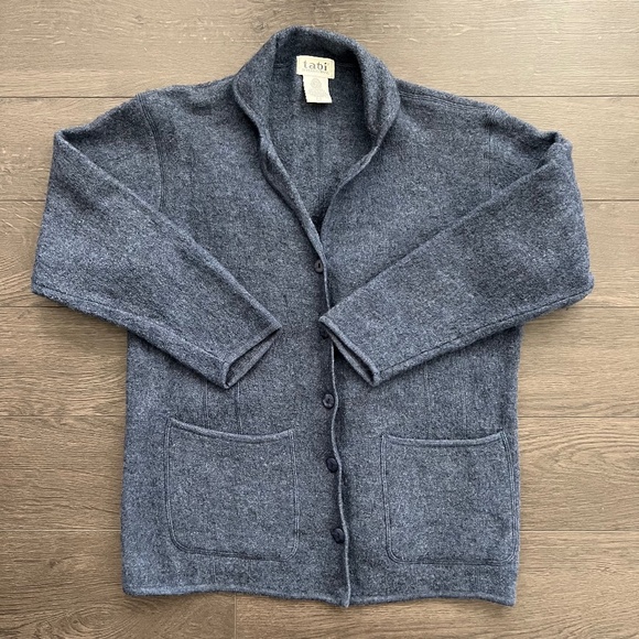 Tabi International blue button 100% wool cardigan size M women’s - Picture 1 of 7